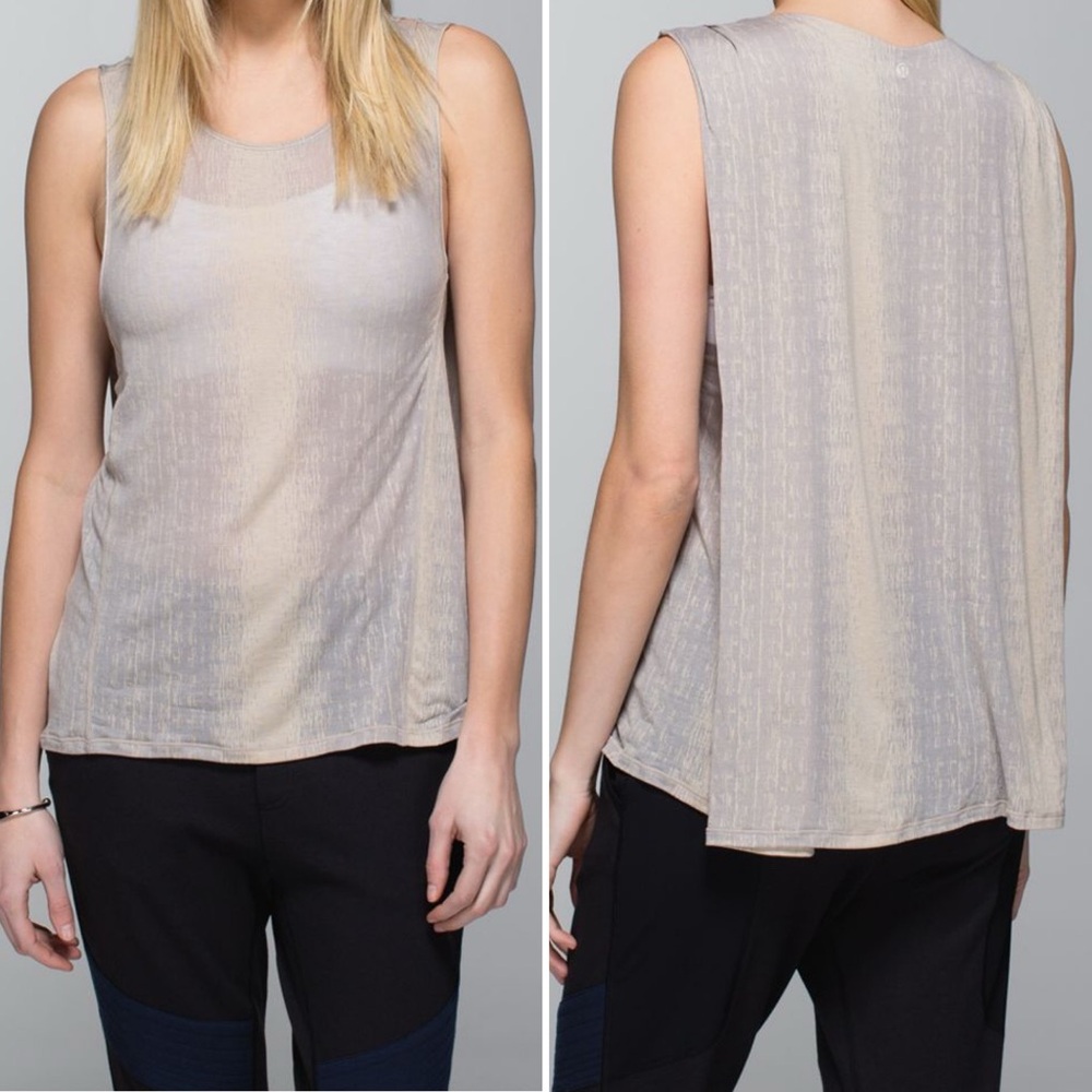 LULULEMON Salutation To Savasana Tank Misty Stripe Burnout Cashew Ambient Grey